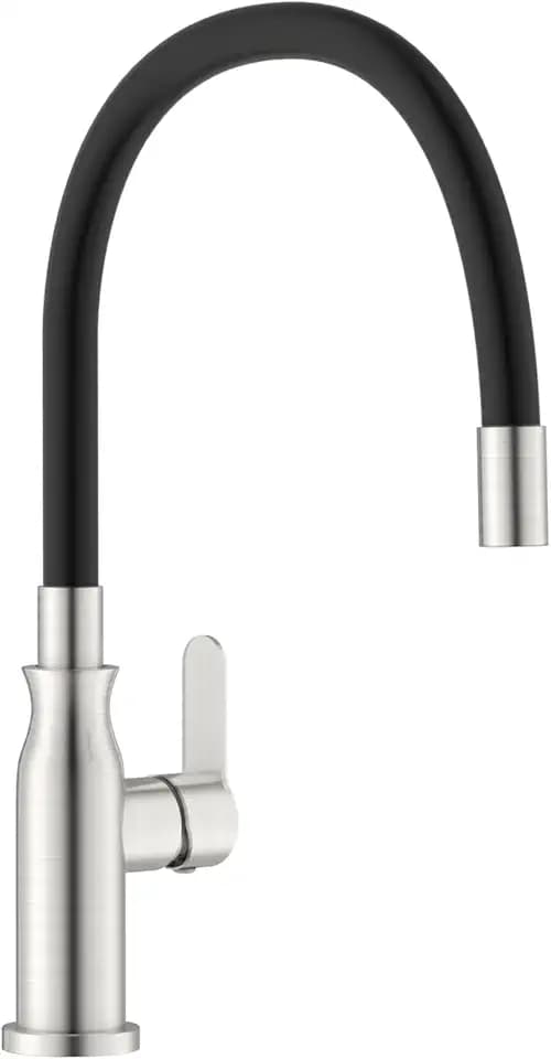 APPASO Wasserhahn Küche Schwarz, Küchenarmatur mit Flexibler Auslauf, Armatur Küche Spültischarmatur 360° Drehbar, Küchenarmaturen mit Wasserspar Aerator, Biegsamer Küche Wasserhahn für Die Küche