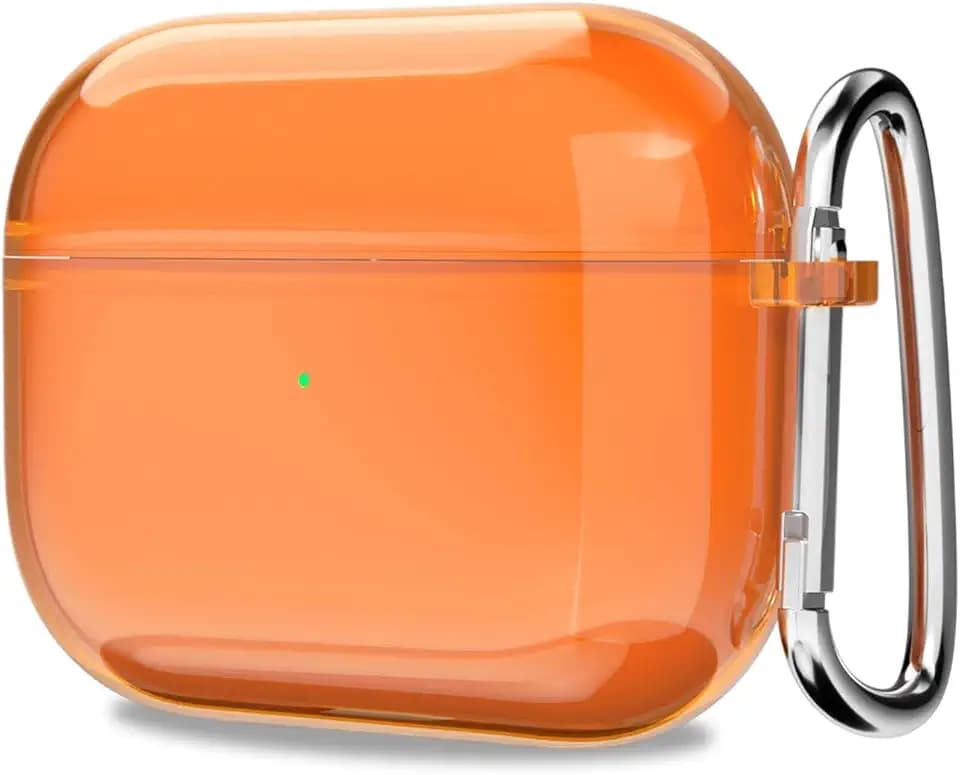 Svanove for Airpods 4/5 Case Clear Hard Plastic, Transparent Simple Cute Airpods 4/ 5th Generation Case with Keychain, Girly Y2k Aesthetic Trendy Airpods Cover Accessories for Women Girl, Neon Orange
