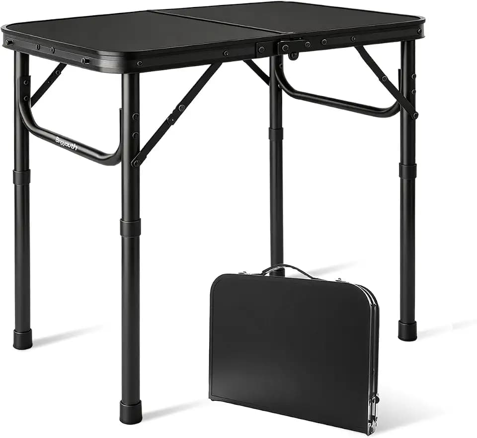 Small Camping Table 2Ft X 1.3Ft, Aluminum Portable Adjustable Table