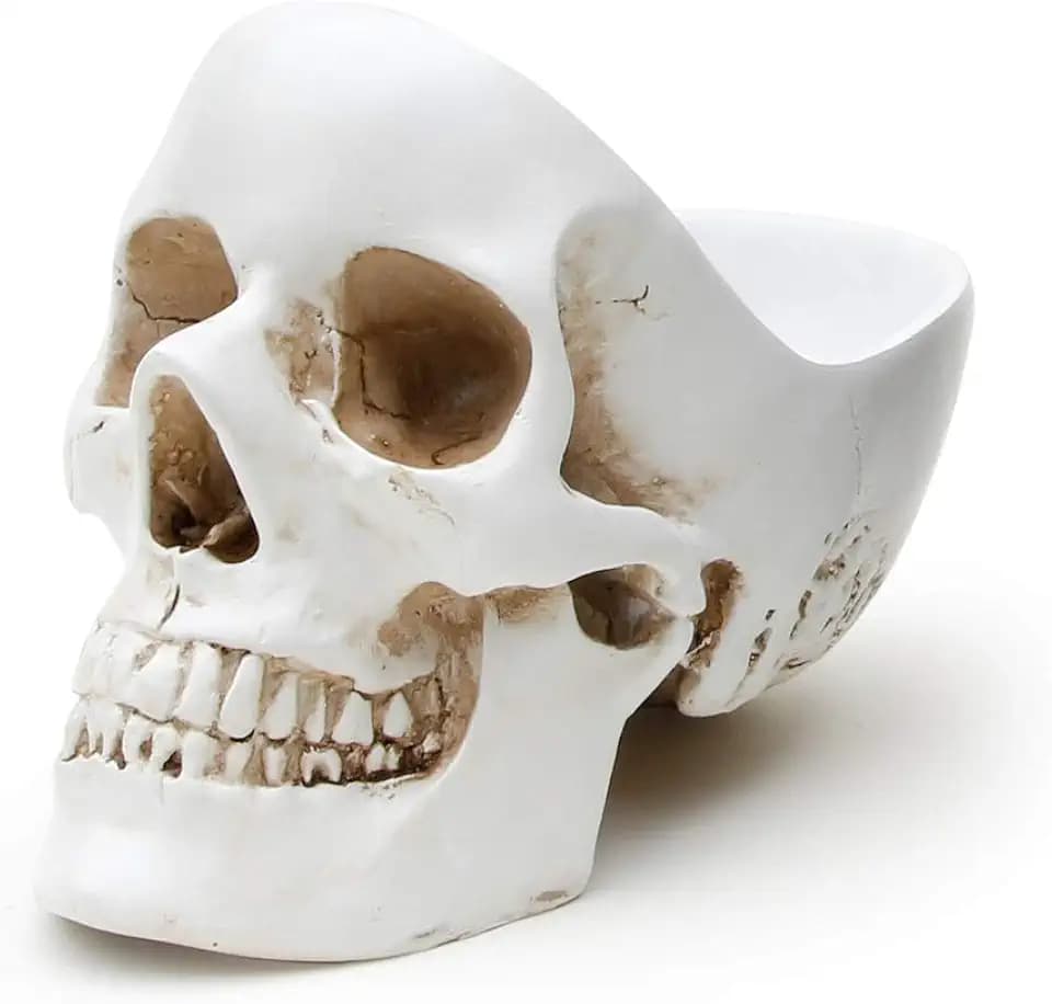 Suck UK Skull Tidy | Schale in Schädelform | Stiftehalter | Aufbewahrungsbehälter für Accessoires| Skelet Schmuckständern in Schädelform | Dekoration | für Kleingeld oder Kosmetika | Weiß