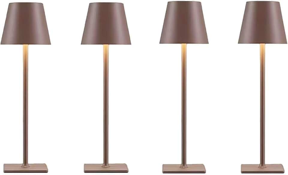 4 Pack Brown Cordless Table Lamps-Wireless Rechargeable Lamps Bulk of 4,Waterproof Outdoor Table Lamp for Patio/Restaurant/Dinner Dining Tabletop Lights/Kitchen,Multiple Battery Operated Lamps