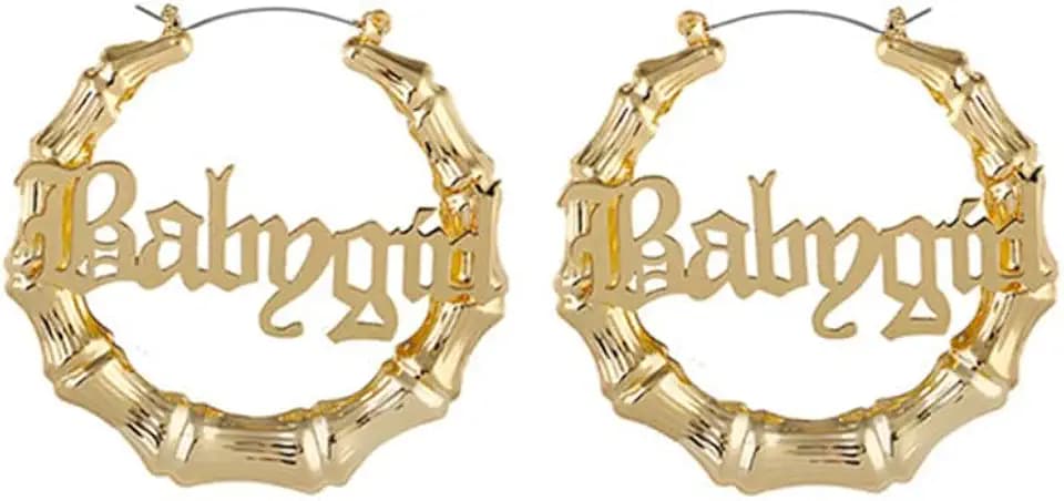 Big Bamboo Hoop Earrings for Women Chunky Large Hoops Earrings 80s 90s Outfits for Women Hip-Pop Style Party Jewelry Gifts