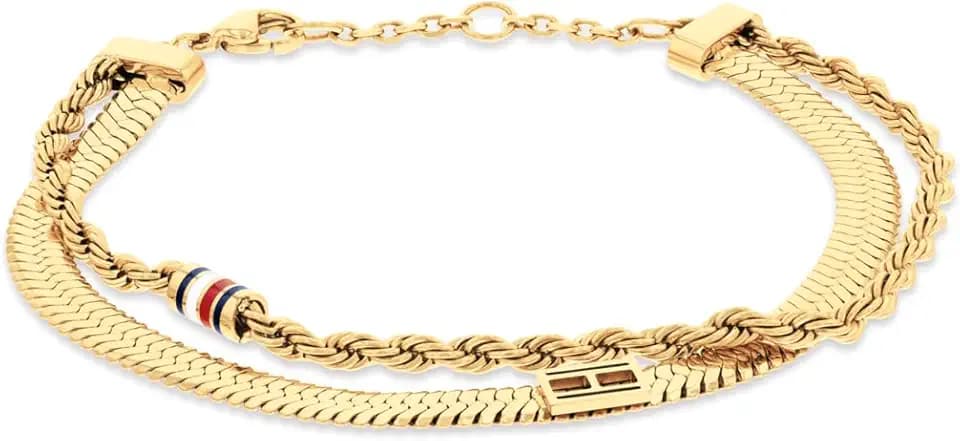 Tommy Hilfiger Women's Layered Set Collection - Gold Plated Necklace and Bracelet