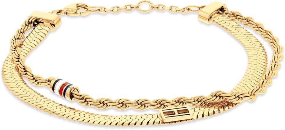 Tommy Hilfiger Jewelry Doppeltes Ketten-Armband für Damen in Gelbgold - 2780982