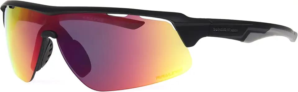 Rawlings Change Up Spotter Youth Baseball Sunglasses, Matte Black/Red Mirror, 64mm