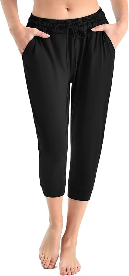 Walifrey Capri Pants for Women with Pockets, Cropped Joggers