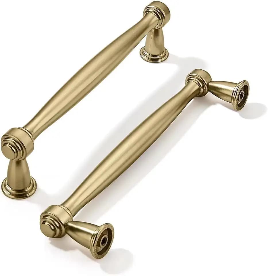 khtumeware 10 Pack 3-1/2 Inch(89mm) Brushed Brass Cabinet Pulls Satin Brass Kitchen Cabinet Handles Kitchen Cabinet Hardware for Cupboard