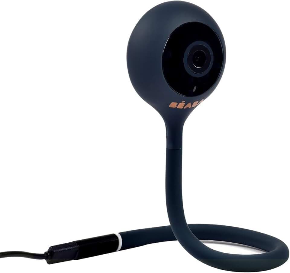 BÉABA, Babyphone mit Videoüberwachung, Zen Connect Babyphone, Full HD 1090p Kamera, Gegensprechfunktion, Große Reichweite, Mobil- und WLAN-Verbindung, Schlaflieder, Flexibler Stiel, Nachtblau.