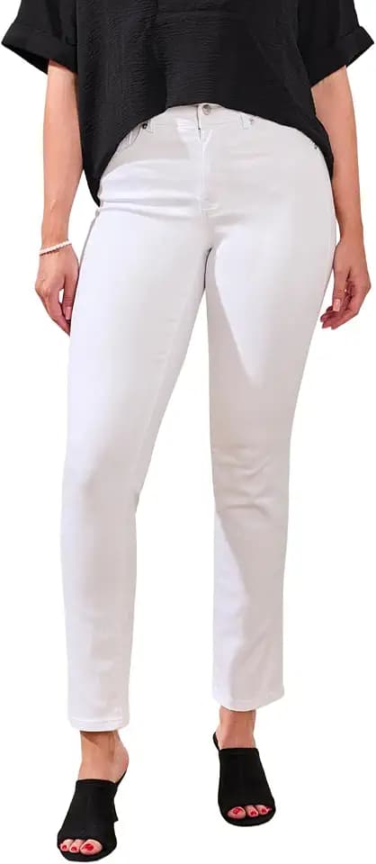 Tribal Women's Sophia Curvy Straight Fit Mid Rise Stretch Jeans (Regular, Plus and Petite Sizes)