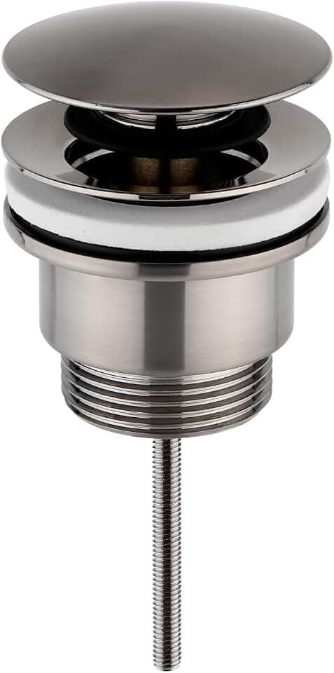 Universal Click Clack Waschbeckenablauf, passend für Spülen mit oder ohne Überlauf, Druckknopf-Pop-Up-Ablauf, 1,1/4 Zoll Standardanschluss - mit Freeflow-Adapter (Gunmetal)