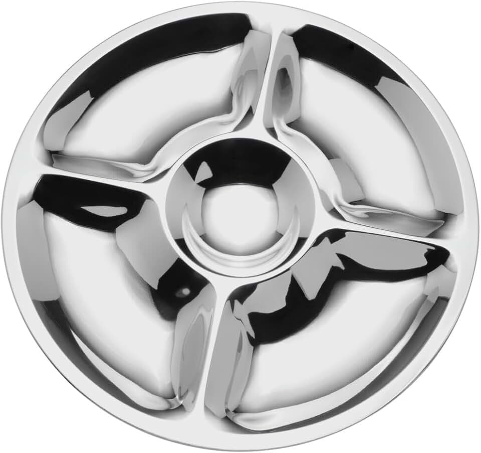 Mikasa Luxe 2-Piece Stainless Steel Chip and Dip Bowl Set, 14.25-Inch Serving Bowl with Coordinating Dip Bowl, Rust-Resistant, Dishwasher Safe, Elegant Entertaining Serveware
