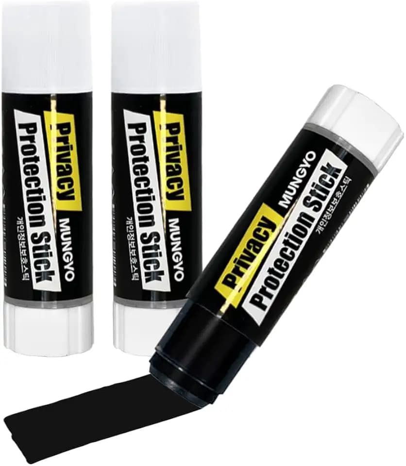 MUNGYO Identity Theft Protector Privacy Protection Stick, 3 Count Privacy Protecting Blackout Marker, Redacting Pen, Private Information Protector Stick, Roll-on Black Marker Pen on Any Surface.