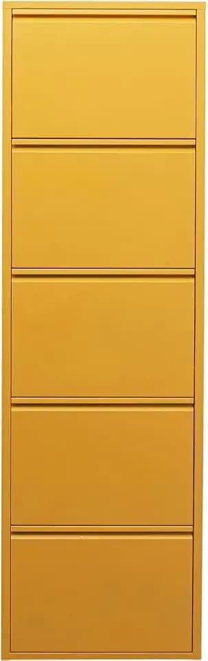 Kare Design Schuhschrank Caruso, Gelb, 5 Klappen, Stahl, 170 cm hoch