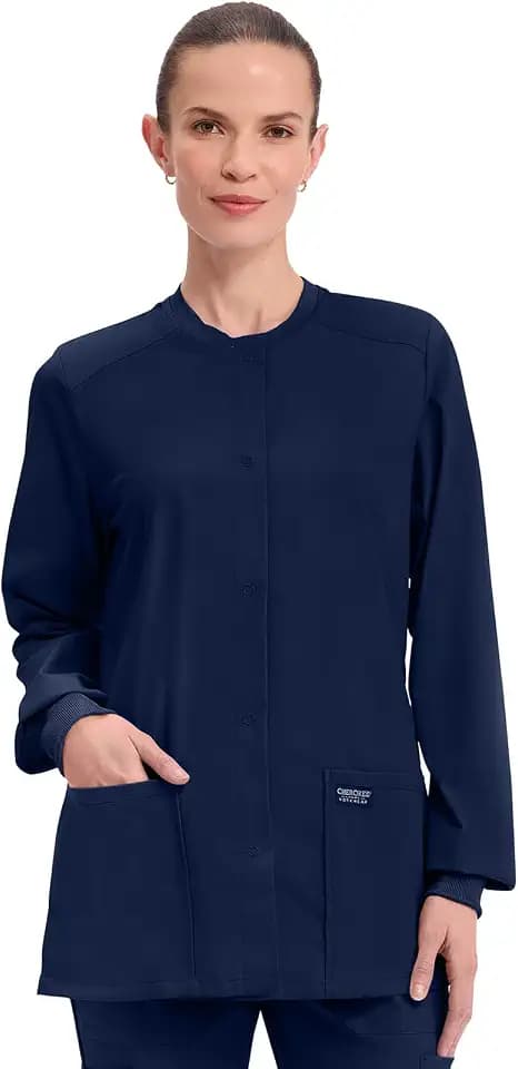 Cherokee WW Professionals Scrub Jacket for Women Snap Front