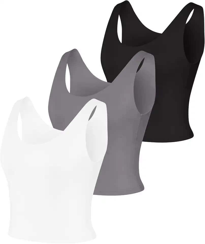 Hanes Women's Tank Pack, 3-Pack, Cooldri Crop Tank Top with Built-in Shelf Bra, Moisture-Wicking