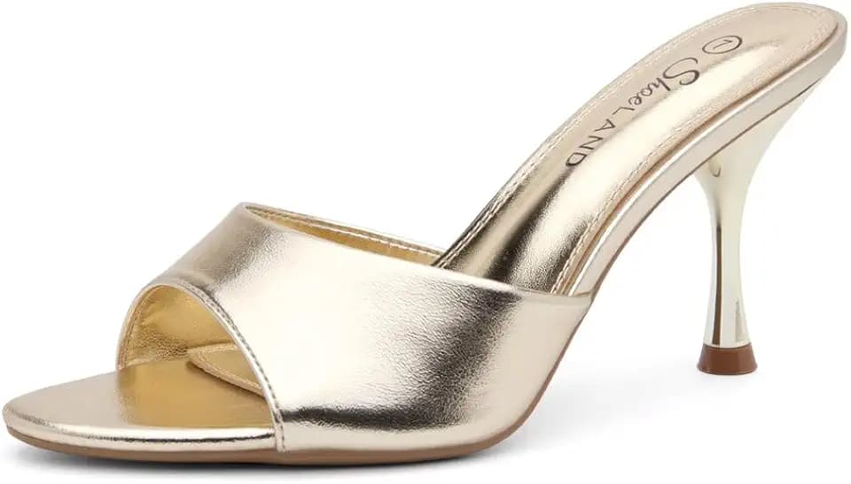 Shoe Land Women’s Mule Heels, Slip-On Pointed Toe Stiletto Heeled Dress Sandals, Backless Pumps for Wedding, Prom & Evening Events, Summer Casual Comfortable Dressy Shoes