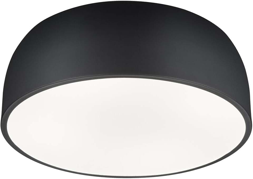 Trio Leuchten Baron 609800432 Deckenleuchte, Metall, Schwarz Matt, 609800431
