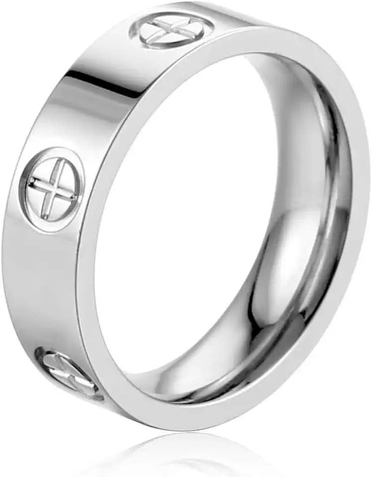 YCSLYW Ladies Stainless Steel Ring Love Friendship Ring Golden high polishing, low allergy Wedding Jewelry Valentine's Day Birthday Gift, 5-10