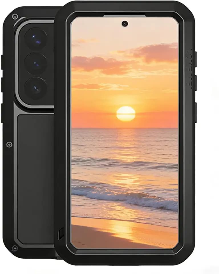 LOVE MEI for Samsung Galaxy S26 Case,Outdoor Sports Military Heavy Duty Metal Shockproof Dustproof Full Body Case with Built in Tempered Glass Screen Protector (Black, S26)