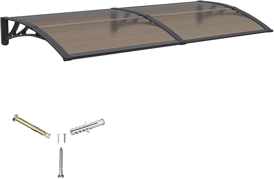 Vordach für Haustür,150x80cm Fenstervordach für Türen,Polycarbonat Pultvordach Überdachung für UV-,Regen- und Schneeschutz – Ideal für Veranda, Terrasse und Fenster