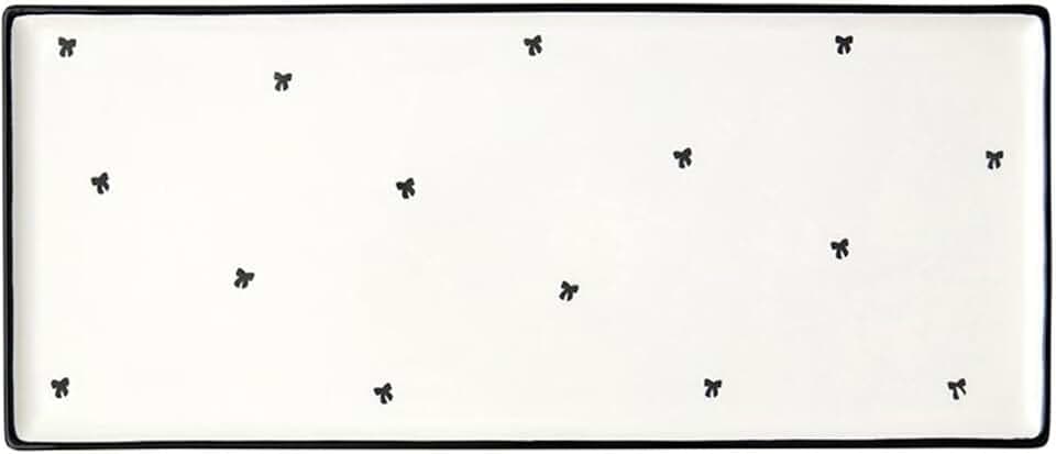 Santa Barbara Design Studio Serving Platter White Rectangular Ceramic Serving Tray, 14" x 6", Black Bows