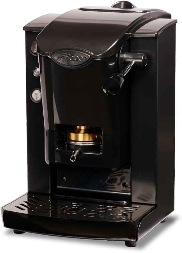 Faber COFFEE MACHINES | Slot Plast Model | POD Coffee Machine 44 mm | Adjustable Brass Pad Press (SCHWARZ/SCHWARZ)