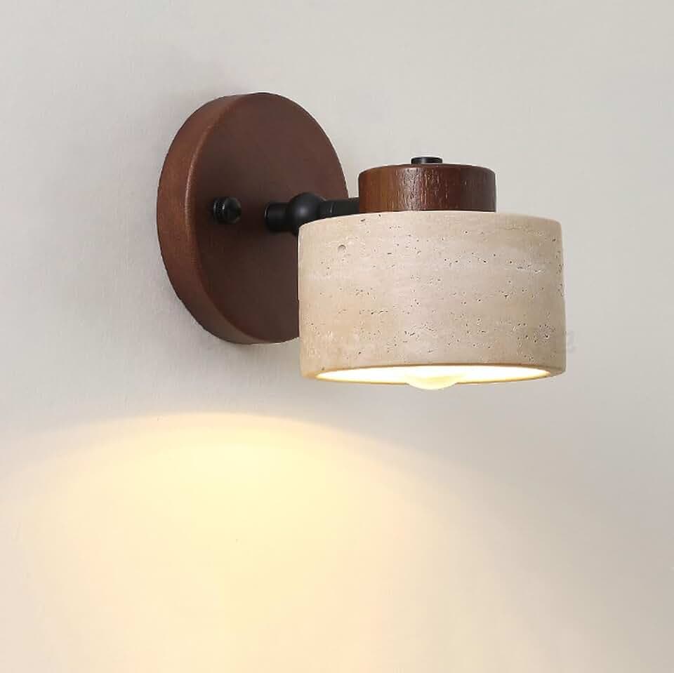 Natural Stone Wall Sconce Adjustable Marble Wall Mounted Bathroom Light Hardwired Farmhouse Rustic Wall Mounted Lamp Mid Century Modern Wall Lighting for Bedroom Living Room Bedside
