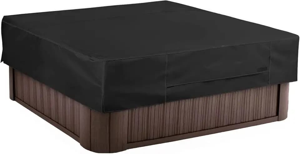 NettyPro Hot Tub Cover Protector Waterproof Outdoor SPA Cover Cap for Square Hot Tub, 96 x 96 inch, Black