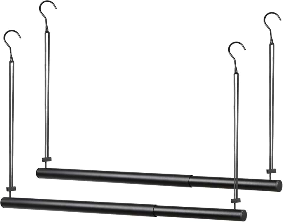 BaiNong Adjustable Closet Hanging Rod 17-30" Black 2 Pack