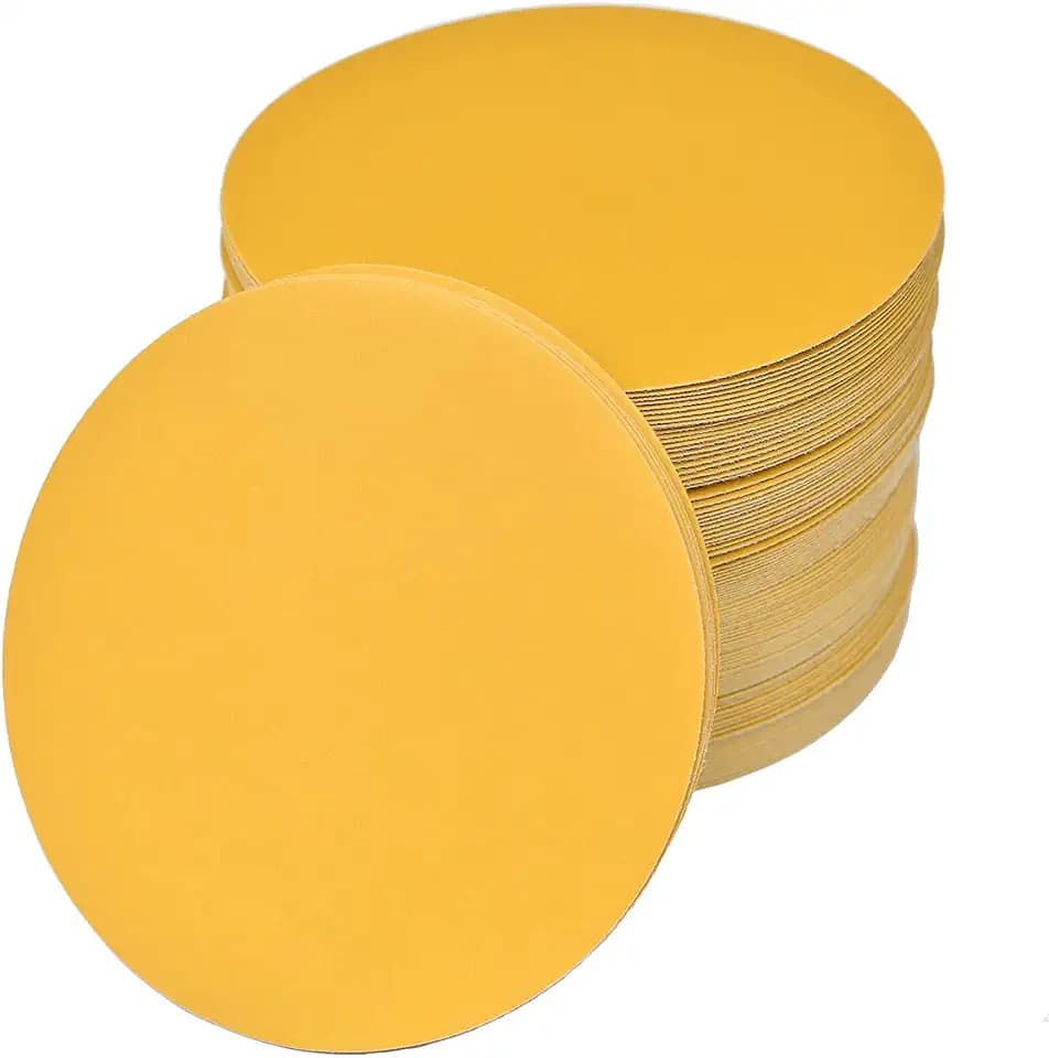 6-Inch No-Hole Hook and Loop Gold Sanding Discs 600-Grit, 100-Pack