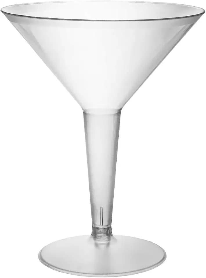 Party Essentials Plastic Two Piece 8-Ounce Martini Glasses/Party Cups, Clear, 20 Count