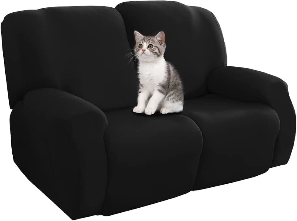 Jaotto Stretchhusse für Relaxsessel 6-Teilig Sesselbezug Sesselschoner für Liege Sessel Elastisch Waschbar mit Taschen Stretch Recliner Cover,Schwarz