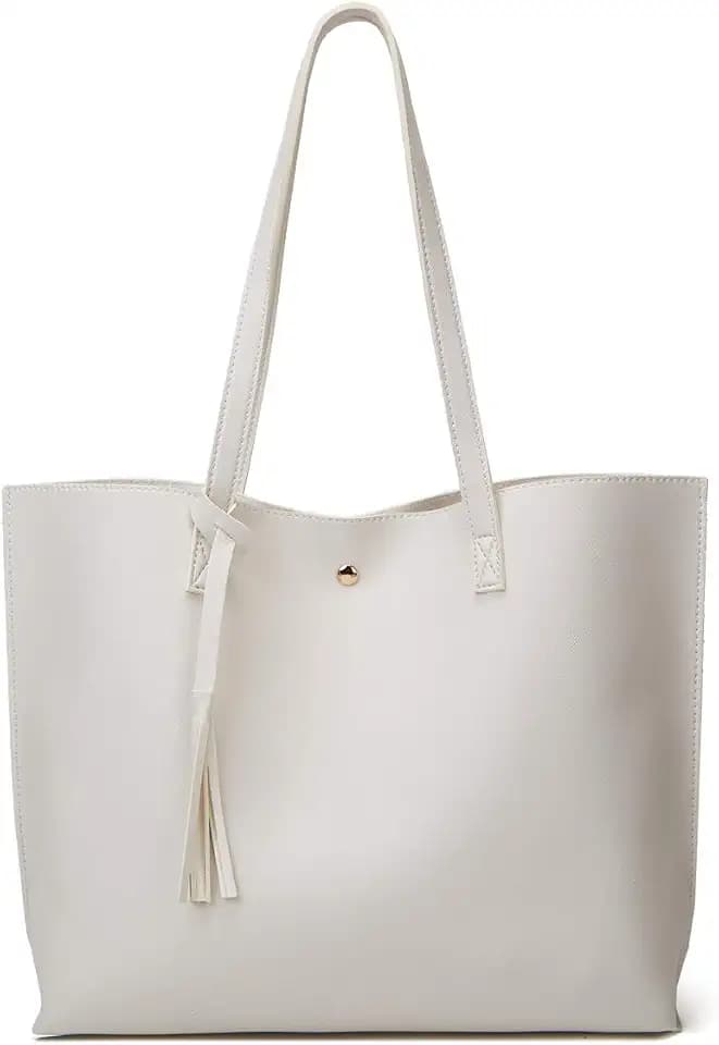 Dreubea Women's Soft Faux Leather Tote Shoulder Bag from, Big Capacity Tassel Handbag