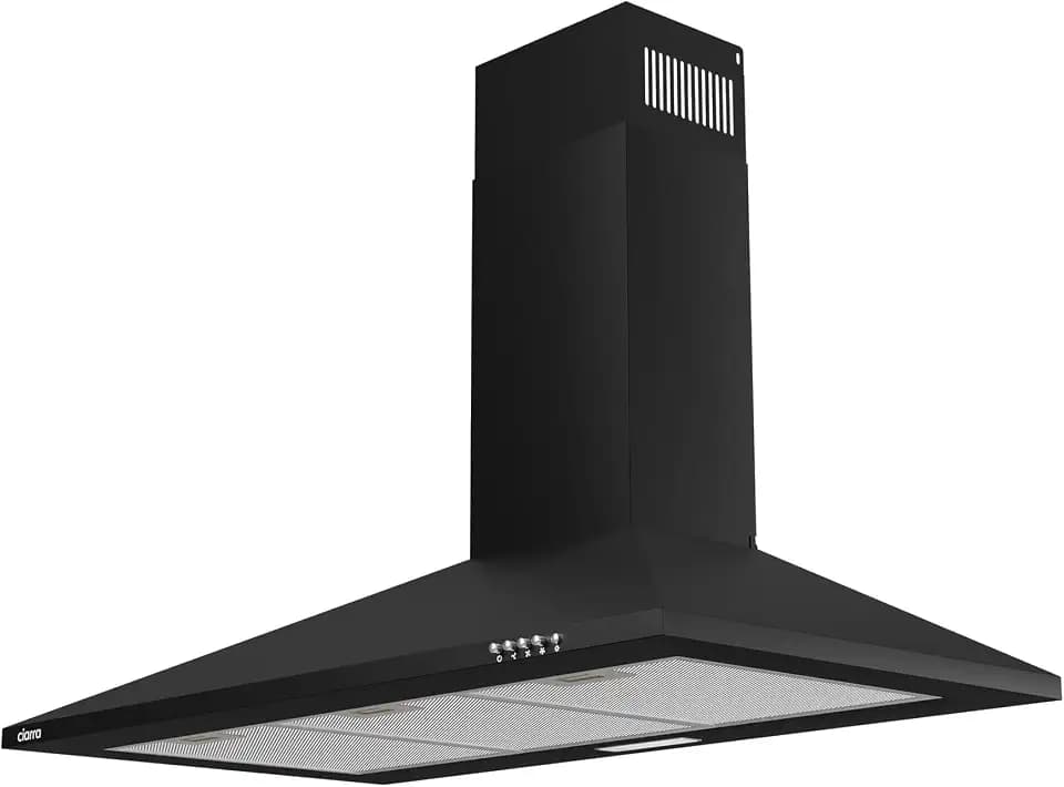 CIARRA Dunstabzugshaube 90CM 370 m³/h Umluft & Abluft CAB9201A | Pyramidenhaube Wandmontage | Schwarz | Leise 62dB | 3 Leistungsstufen | LED-Beleuchtung | CBCF002X2 Nicht Enthalten