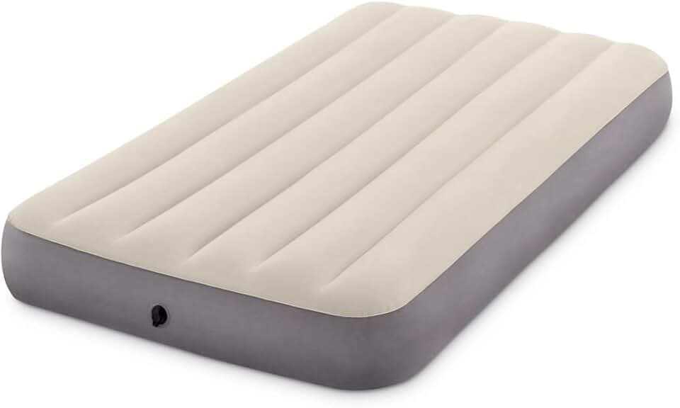 Intex 64101 - Luftmatratze Einzelbett Dura-Beam Single High, Aufblasbare Matratze mit Ventil, Geeignet für 1 Person, PVC, Mehrfarbig, 99x191x25 cm