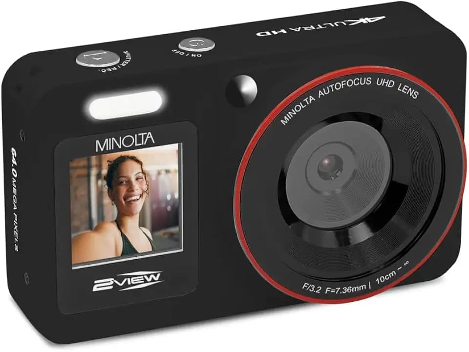 Minolta 2VIEW MND33 64MP 4K AF Digital Camera w/Selfie Screen (Black)