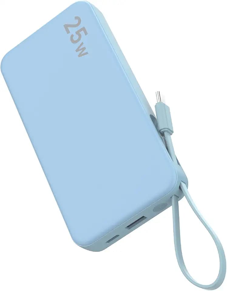NOBIS Portable Charger 10000mAh 25W Power Bank with Built-in Cable