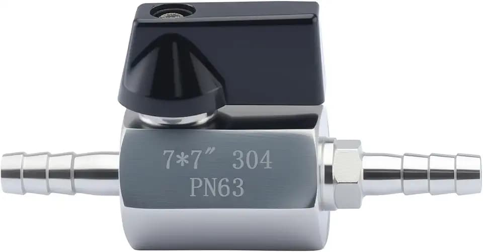 1/4″ Hose Barb Ball Valve, 304 Stainless Shut-Off for Fuel Water Gas