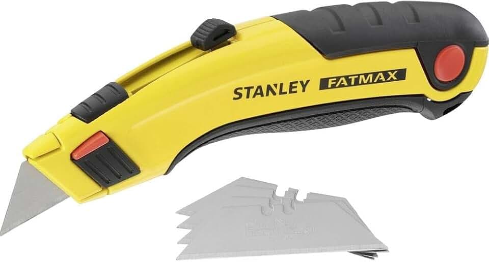 Stanley Fatmax Messer 1-10-778 (mit einziehbarer Klinge, 170 mm Länge, robustes Zinkdruckgehäuse mit patentierter InterLock-Verbindung, Ersatzklingen im Griff verstaubar, Klingenwechsel ohne Werkzeug)