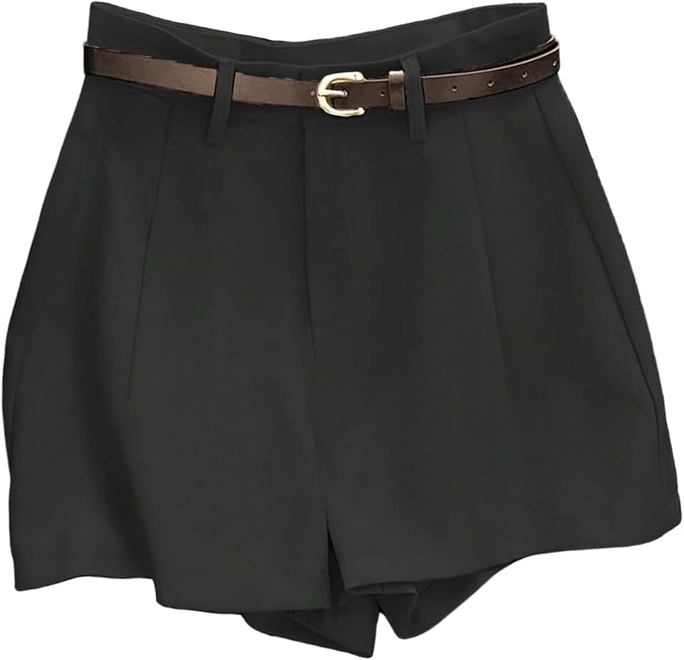GORGLITTER Kurze Hose Damen Festival Hose Elegant Bermuda Shorts Mit Gürtel