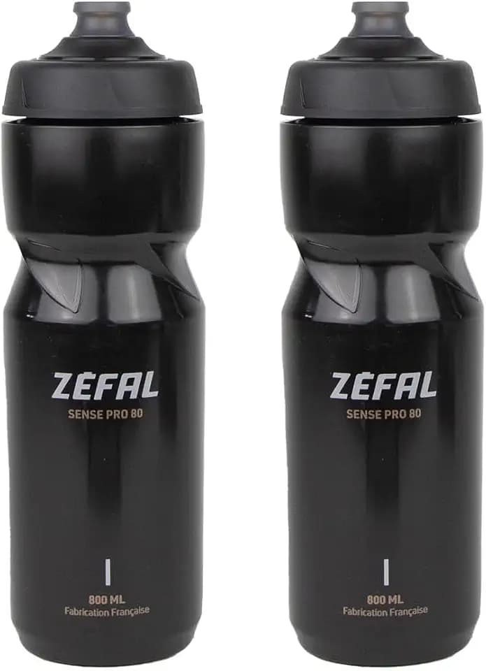 ZEFAL Sense Pro 80 Fahrradflasche 800 ML x 2 - Set mit 2 Fahrrad Trinkflasche Auslaufsicher- Trinkflasche Fahrrad Schwarz 800 ML - BPA frei - 2 Premium FahrradTrinkflasches