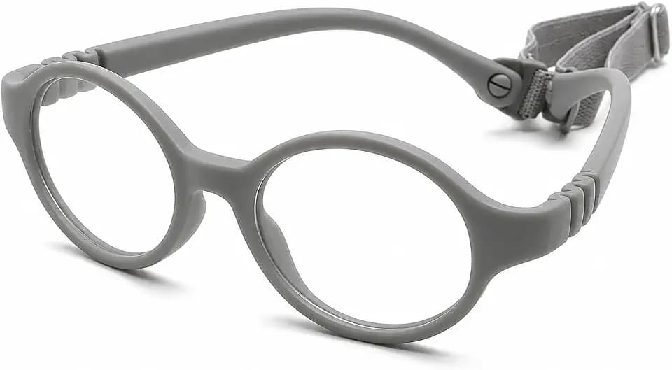Baby Glasses 0-1 Year - XXS Round Infant Glasses with Strap 38-14-120 - Clear Newborn Spectacles for Prescription