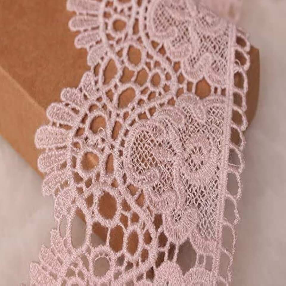 Spitze, Muster: europäische Krone, unelastischer Spitzenbesatz, 9 cm breit, ca. 3,7 m pro Packung, für Vorhänge, Schonbezüge, Brautschmuck, Kleidung, Accessoires rose
