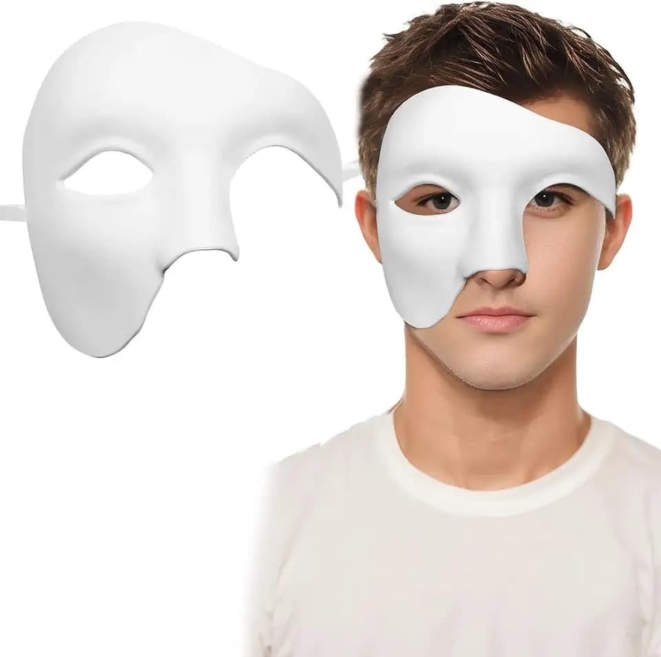 Maskerade Maske, Halbgesichtsballmaske mit Bändern, bequeme Phantom der Oper Maske, leichte venezianische Phantommaske für Halloween-Kostümparty