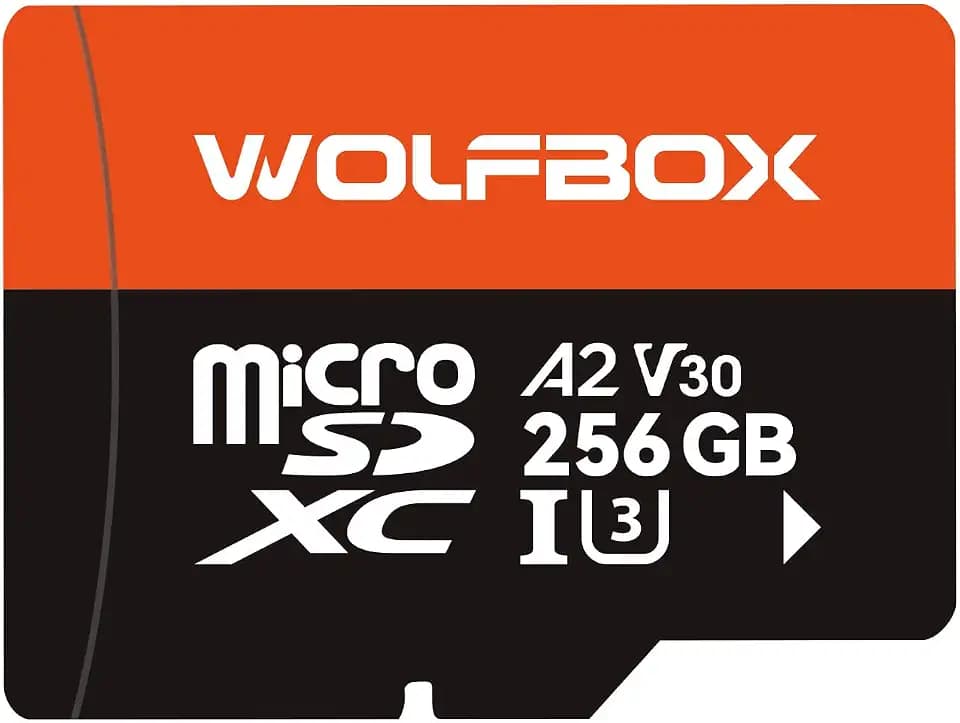WOLFBOX 256GB MicroSD Card with SD Adapter, Up to 100MB/s, U3 A2 V30, High Speed Transfer, Supports 4K UHD Video Recording, Compatible with G840S / G930 / G900Core / G900PRO / G900 Tripro and X5