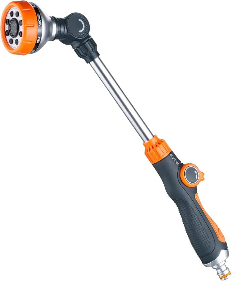 GRIFEMA Blumenampel-Gießstab, 8 Sprühbilder Garten Schlauch Bewässerung Zauberstab, 40.5cm Lang, Stab-Gartenbrause für Einen Höheren Wasserdurchfluss , Schwarz/Orange