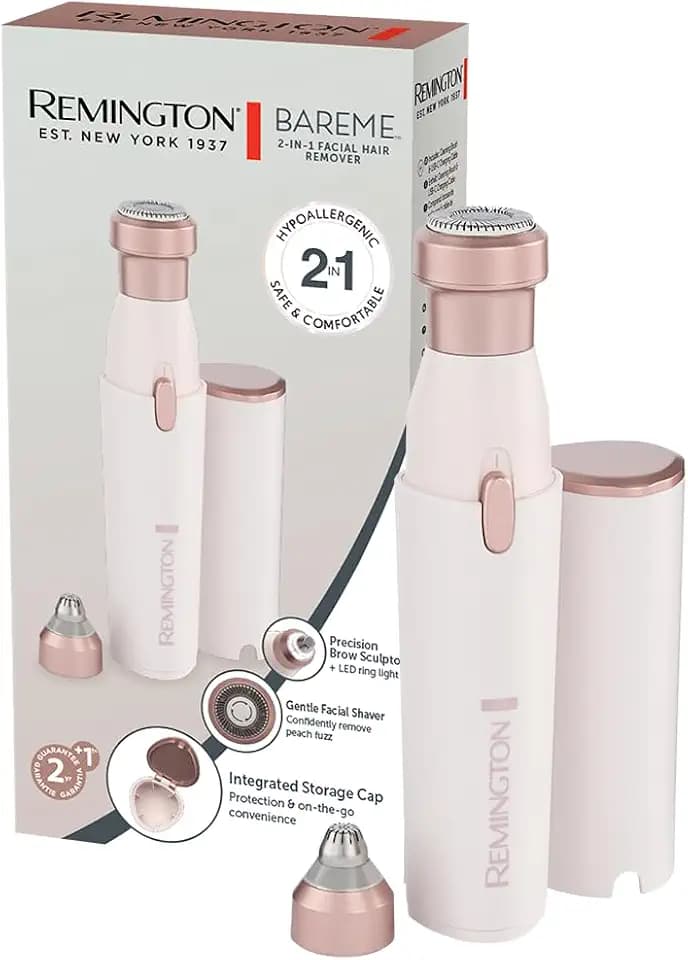 Remington Gesichtshaarentferner BareMe, 2-in-1, Wasserfest, Weiß, WFS200