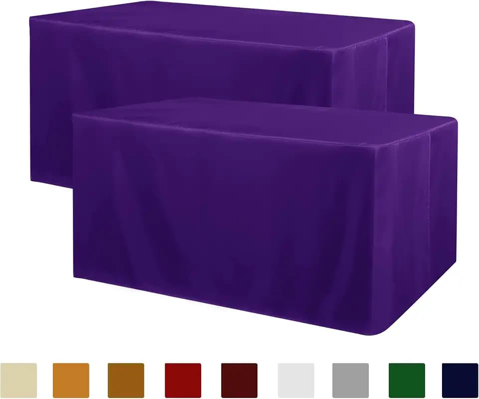 Obstal 2 Pack Table Clothes for 6 Foot Rectangle Tables, Purple