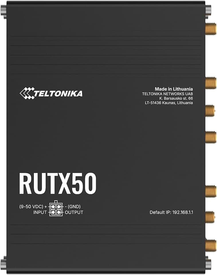 Teltonika RUTX50 5G Industrial Router – Ultra-High Speed Cellular Gateway, Dual SIM, Wi-Fi, Multiple Ethernet Ports, RMS Support