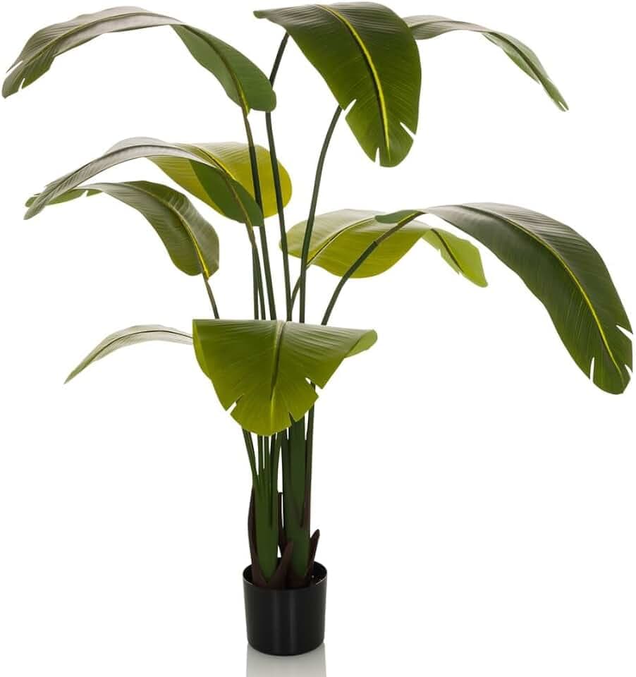 hjh OFFICE Kunstpflanze Banane künstliche Deko Pflanze 170 cm, Pflegeleichte Bananenstaude, Kunstbaum Grün 871051